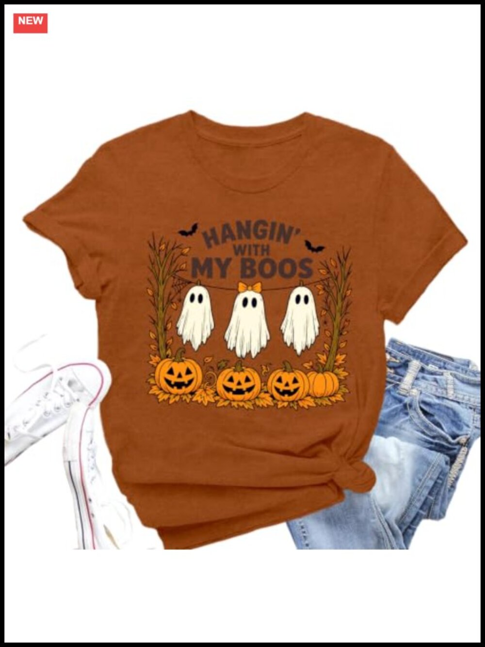 Halloween Shirt Women Funny Ghost Boo Tee Spooky Pumpkin Top
